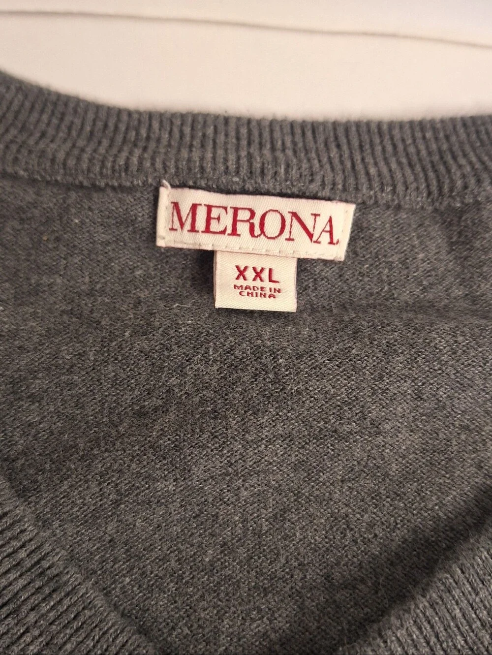 Merona Argyle Knit Pullover Sweater V-Neck Long Sleeve Gray Blue Mens Size 2X